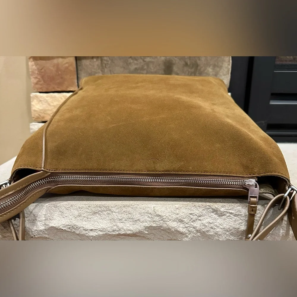 All Saints Kita Suede Messenger Crossbody Bag In Conker Brown